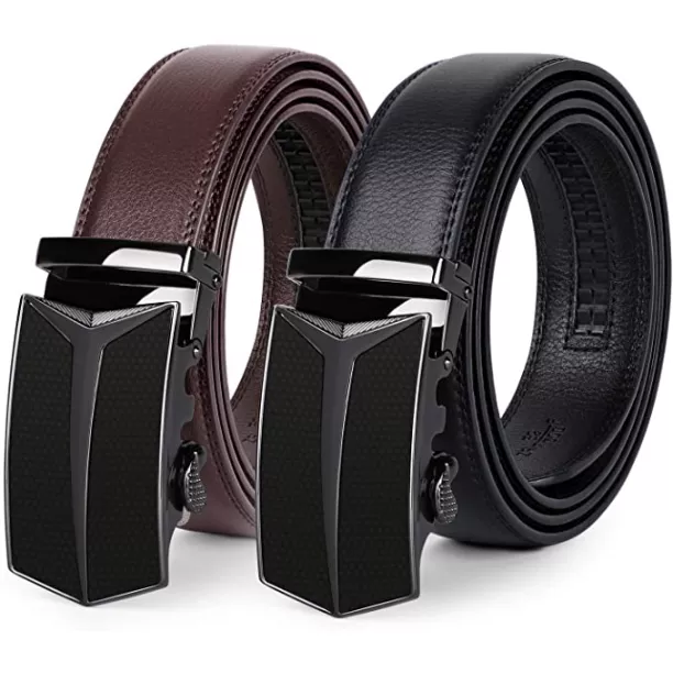 2 Pack Leather Ratchet Belt for Men Adjustable Dress Belt with Click Sliding Buckle in Gift Box Trim to Fit 2 Pack Leather Ratchet Belt for Men Adjustable Dress Belt with Click Sliding Buckle in Gift Box Trim to Fit